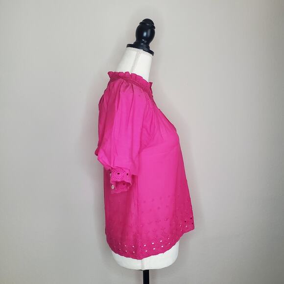House of Harlow Pink Eyelet Blouse XS - Picture 2 of 9
